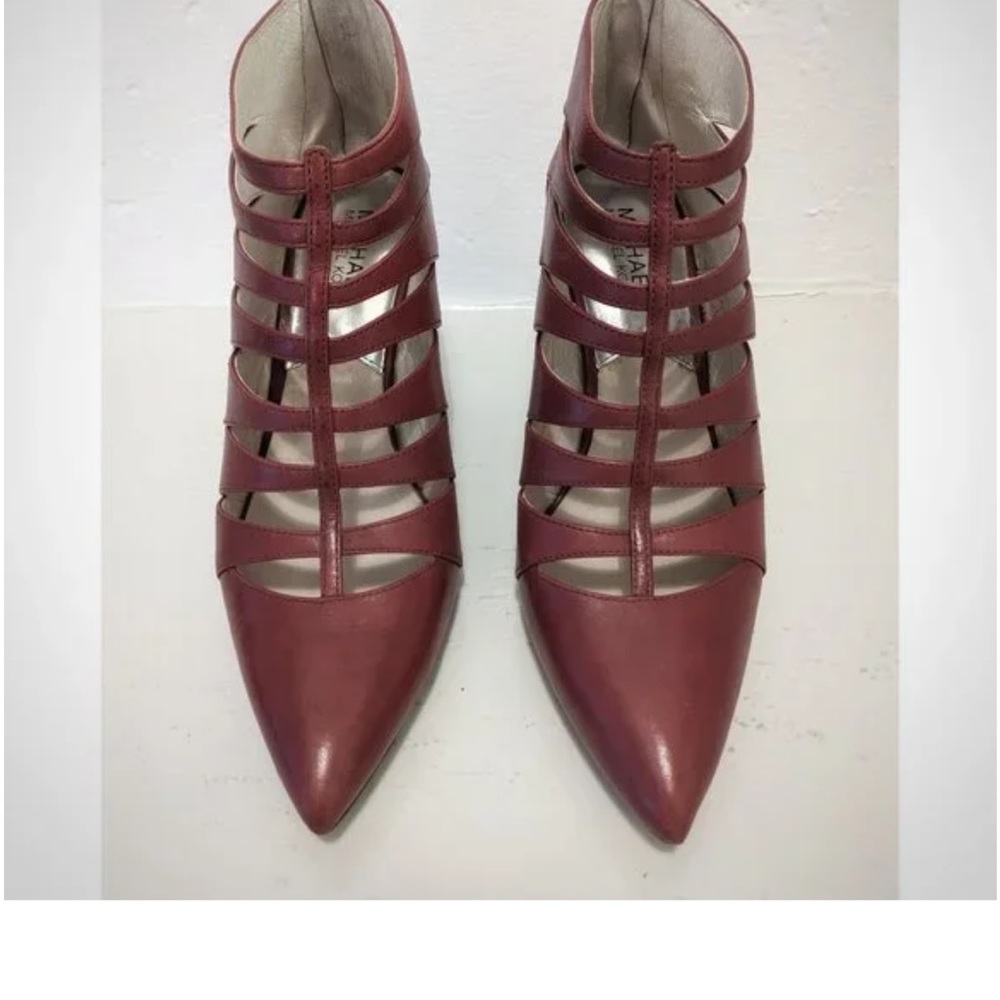 Michael Kors Burgundy Leather Booties, Size 10 - Picture 3 of 16